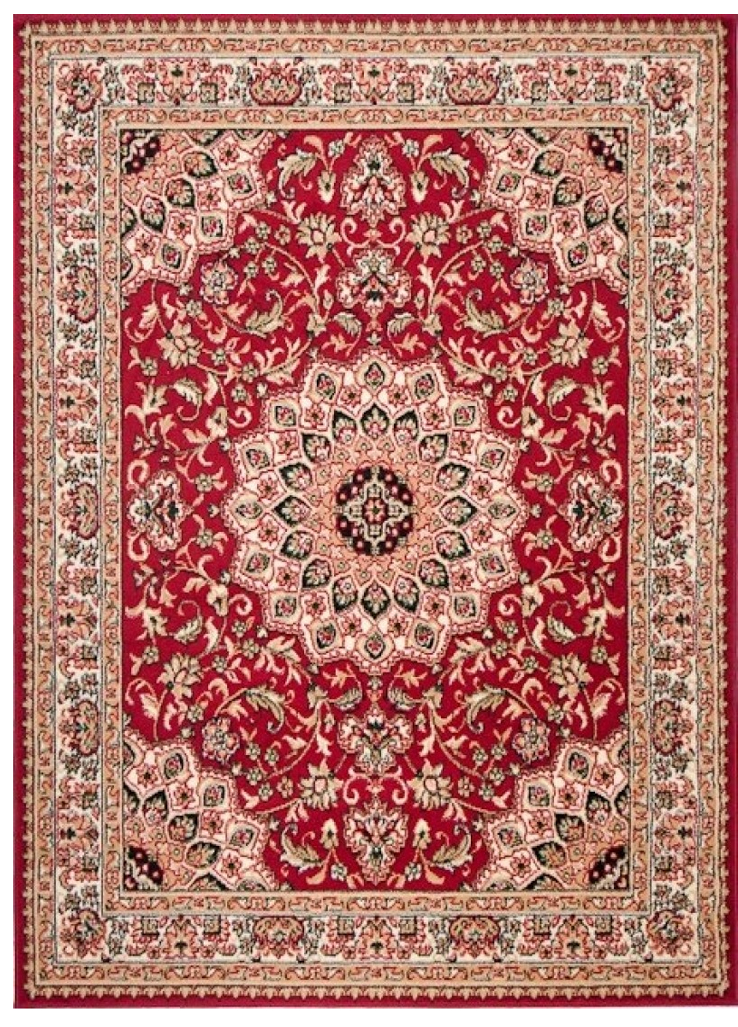 Teppich Atlas Rot Traditionell Rosette Rahmen