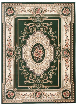 Teppich Atlas Grün Creme Traditionell Medaillon