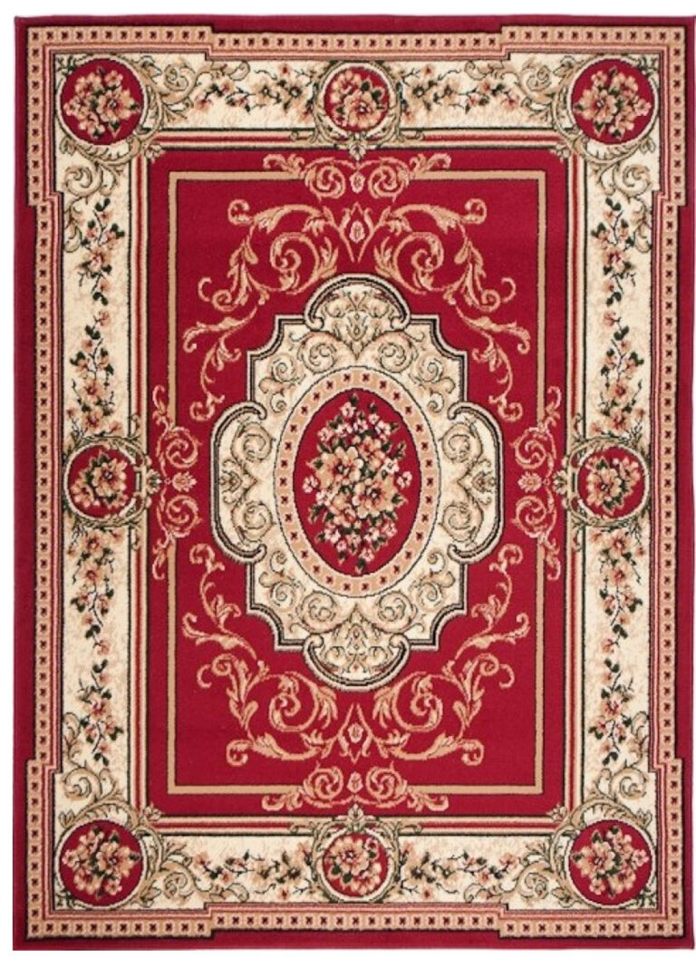 Teppich Atlas Rot Creme Traditionell Medaillon