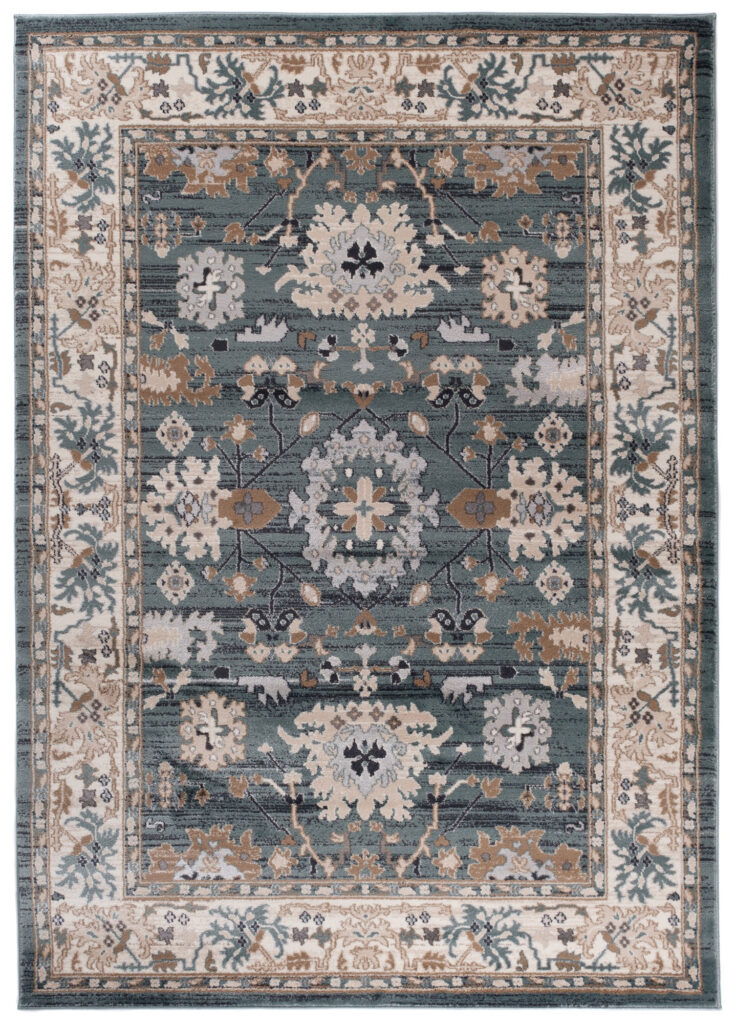 Teppich Colorado Classic Blau Beige Rahme