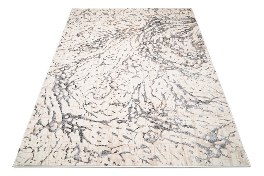 Teppich Hera Creme Grau Beige Wellen 3D-Effekt