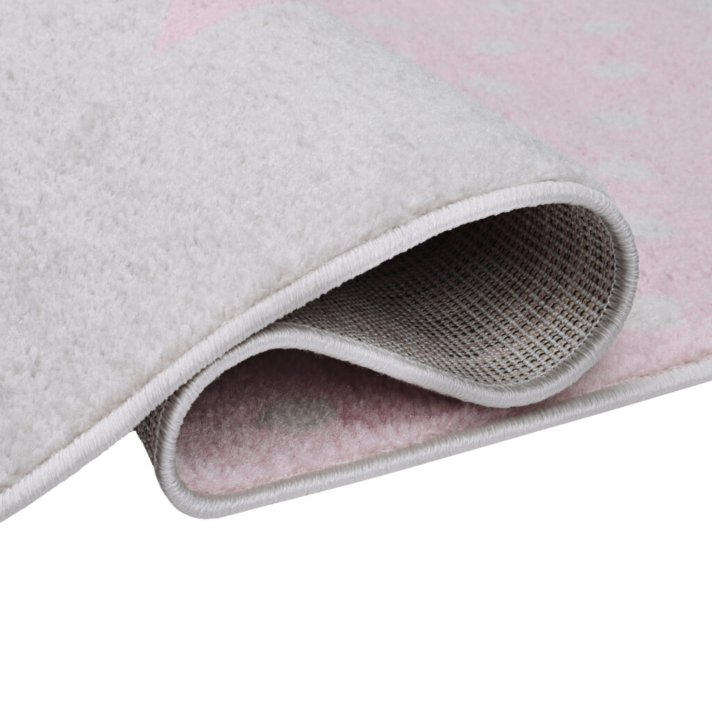 Teppich Lazur Grau Rosa Vierecke Kinderzimmer