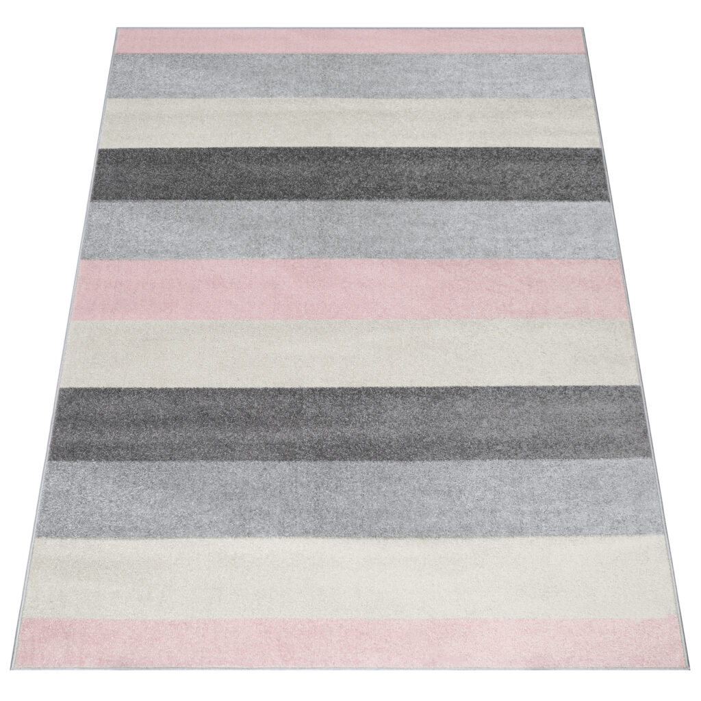 Teppich Lazur Grau Rosa Geometrisch Linien