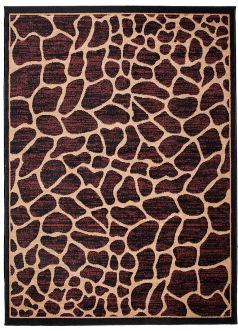 Teppich Atlas Braun Beige Tier Print Giraffe