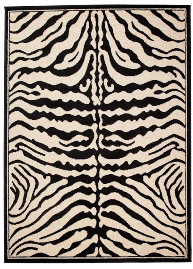 Teppich Atlas Schwarz Creme Tier Print Zebra