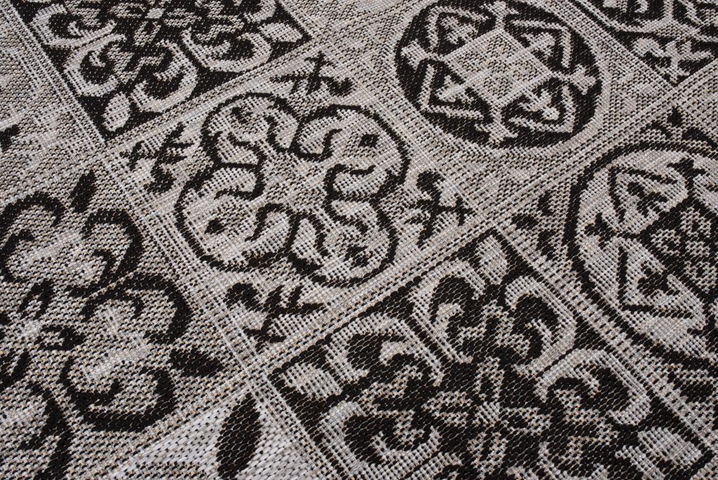 Teppich Melissa Grau Schwarz Mosaik Indoor Outdoor