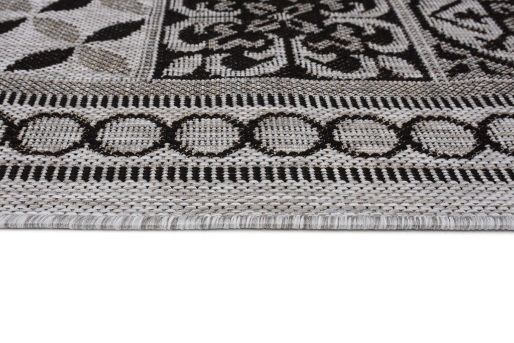 Teppich Melissa Grau Schwarz Mosaik Indoor Outdoor