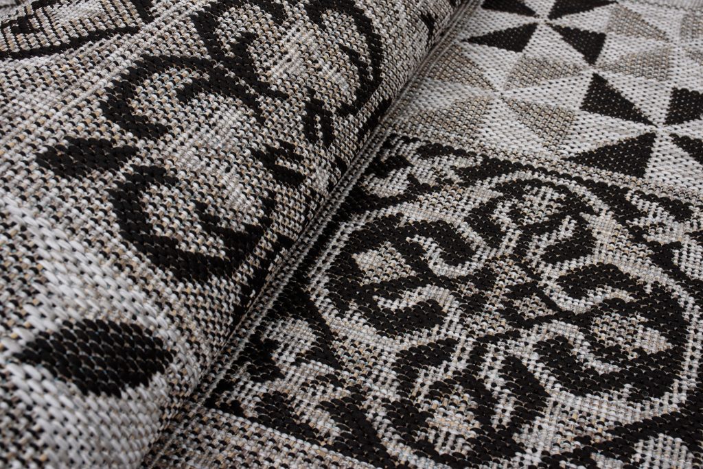 Teppich Melissa Grau Schwarz Mosaik Indoor Outdoor