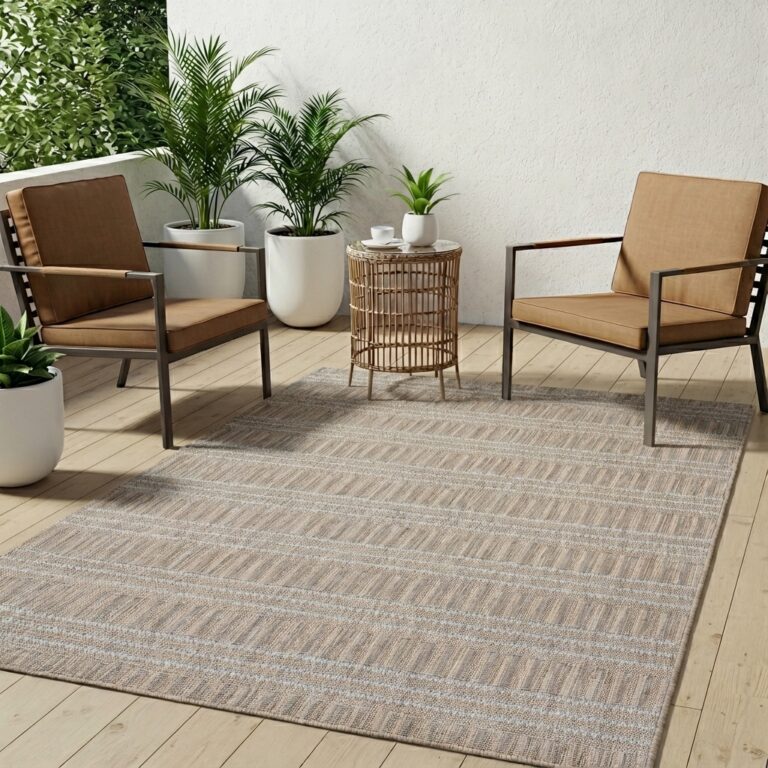 Teppich Melissa Braun Linien Indoor Outdoor
