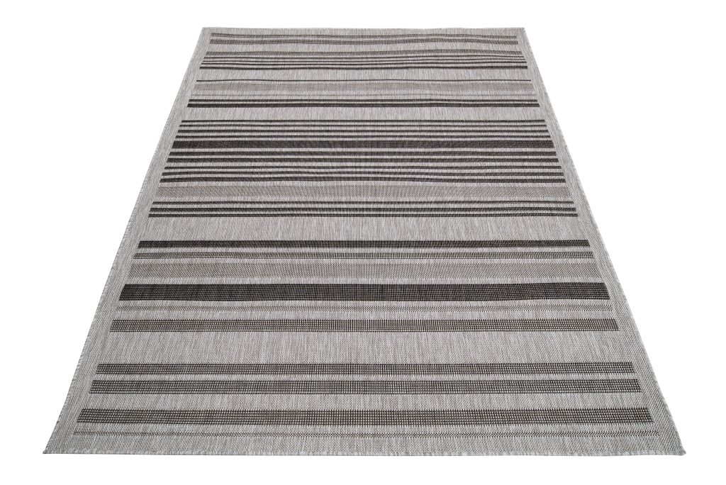 Teppich Melissa Grau Schwarz Streifen Indoor Outdoor