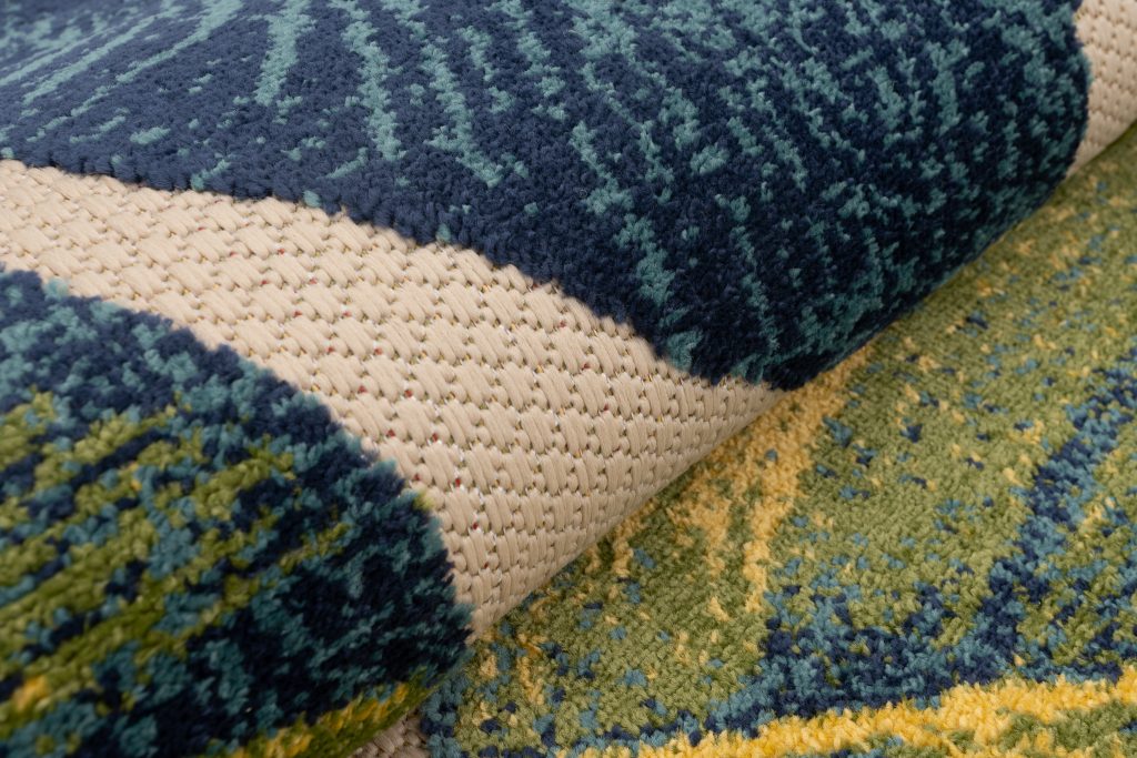 Teppich Outdoor Patio Creme Blätter Palmen