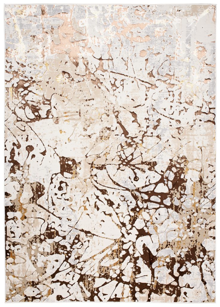 Teppich Golden Creme Braun Abstrakt