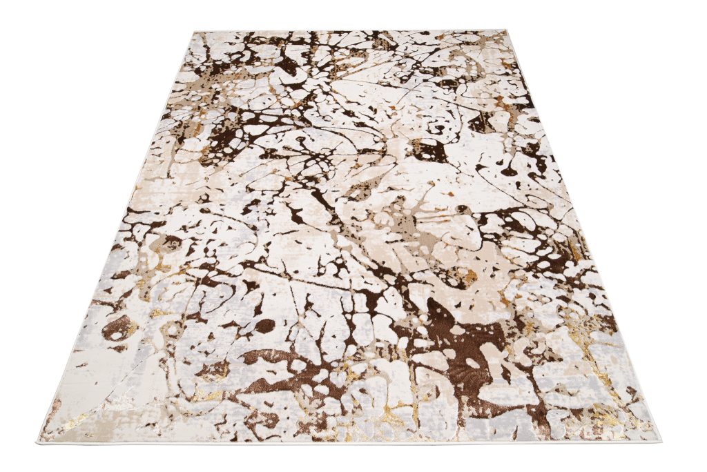 Teppich Golden Creme Braun Abstrakt