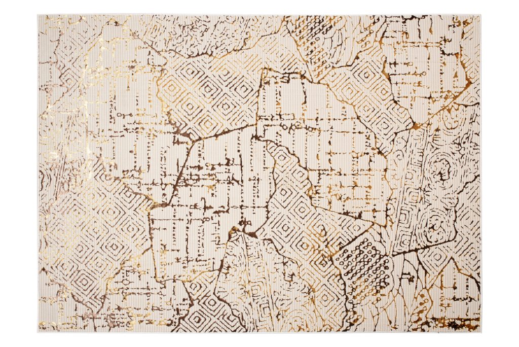 Teppich Golden Creme Gold Patchwork