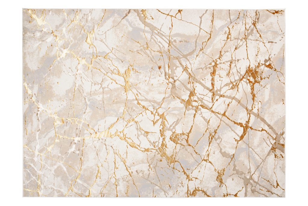 Teppich Golden Creme Gold Abstrakt Linien