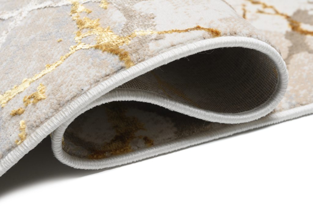 Teppich Golden Creme Gold Abstrakt Linien