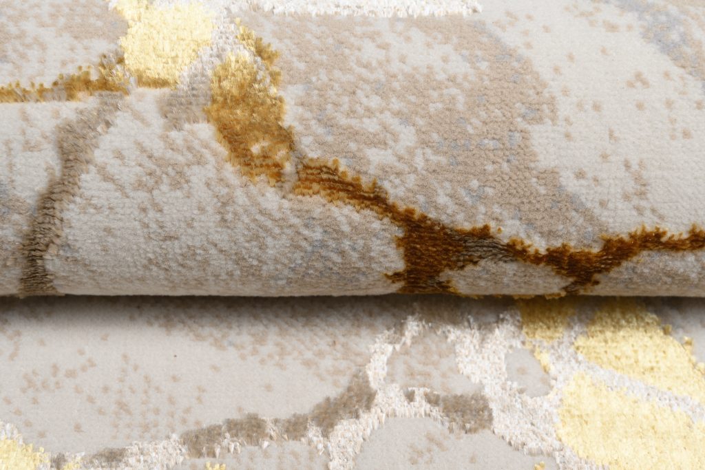 Teppich Golden Creme Gold Abstrakt Linien