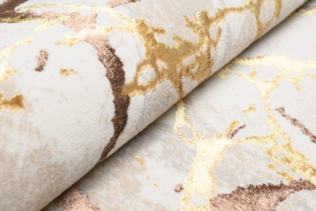 Teppich Golden Creme Gold Braun Linien