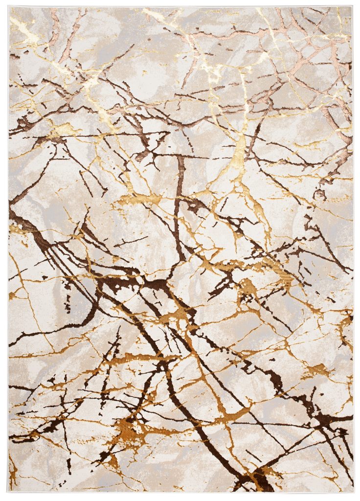 Teppich Golden Creme Gold Braun Linien