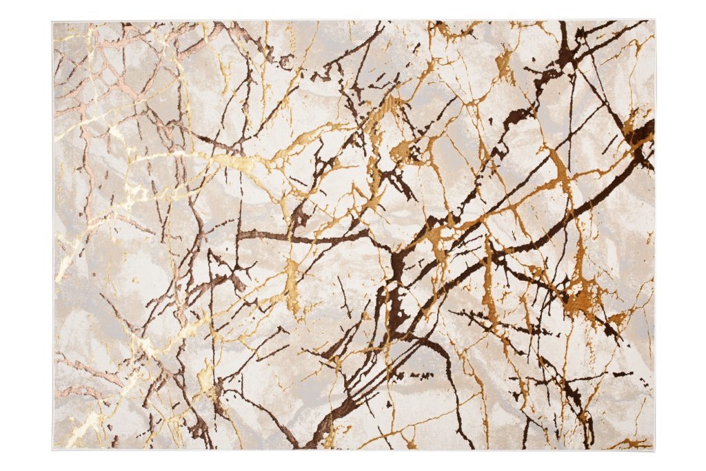 Teppich Golden Creme Gold Braun Linien