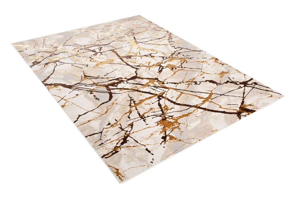 Teppich Golden Creme Gold Braun Linien