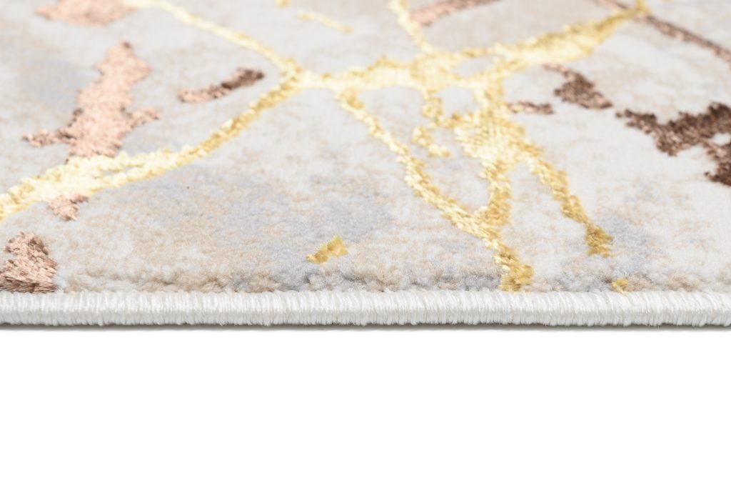 Teppich Golden Creme Gold Braun Linien