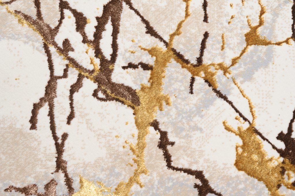 Teppich Golden Creme Gold Braun Linien