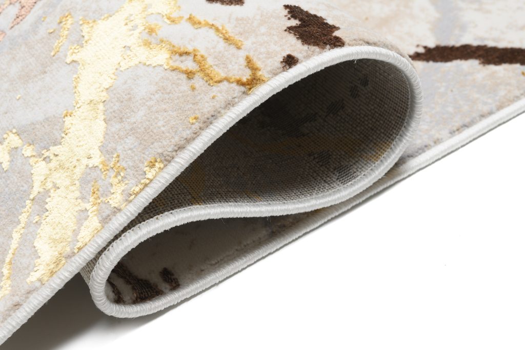 Teppich Golden Creme Gold Braun Linien