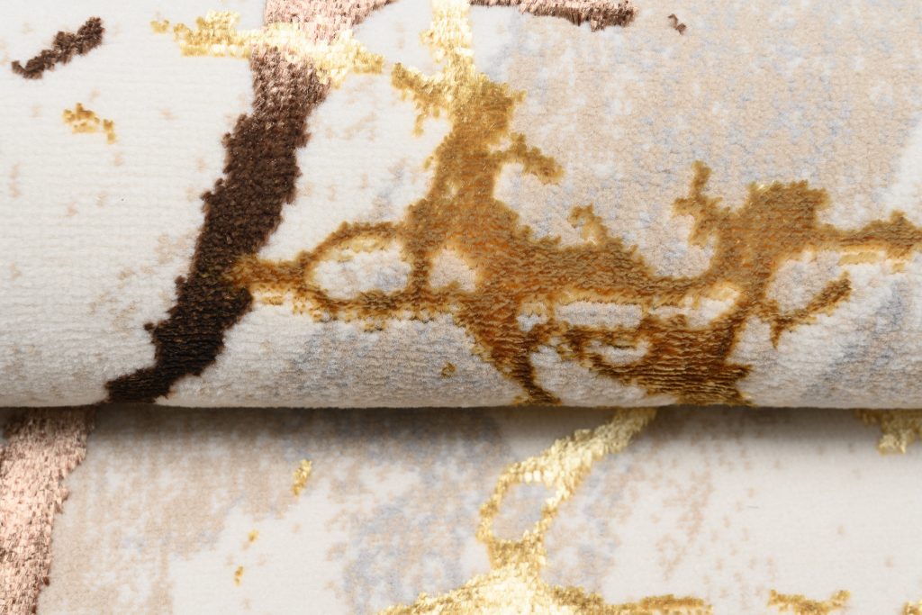Teppich Golden Creme Gold Braun Linien