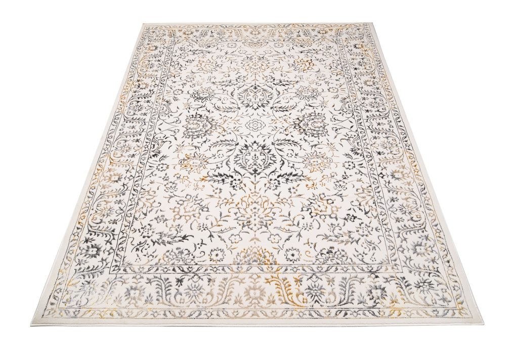 Teppich Golden Creme Gold Grau Vintage Rahmen