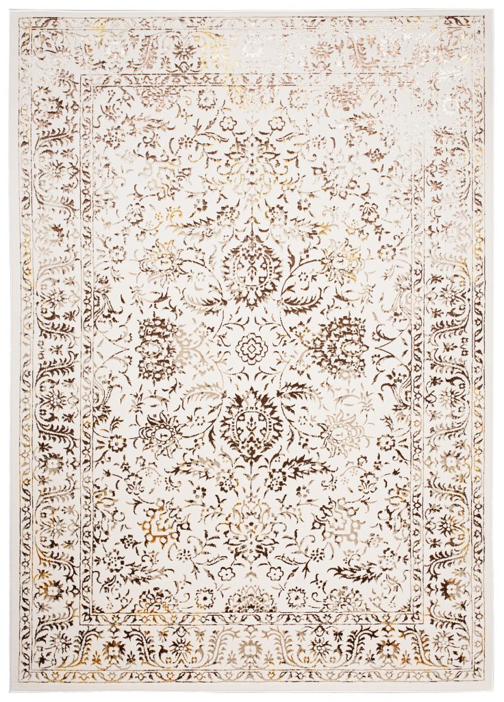 Teppich Golden Creme Gold Vintage Rahmen