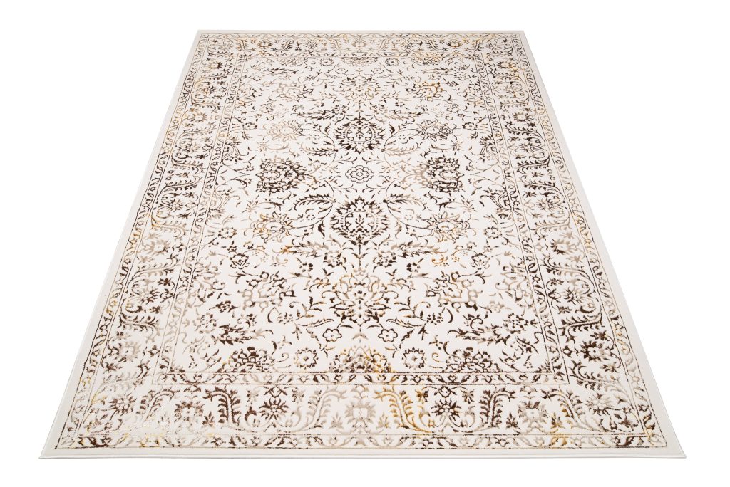 Teppich Golden Creme Gold Vintage Rahmen