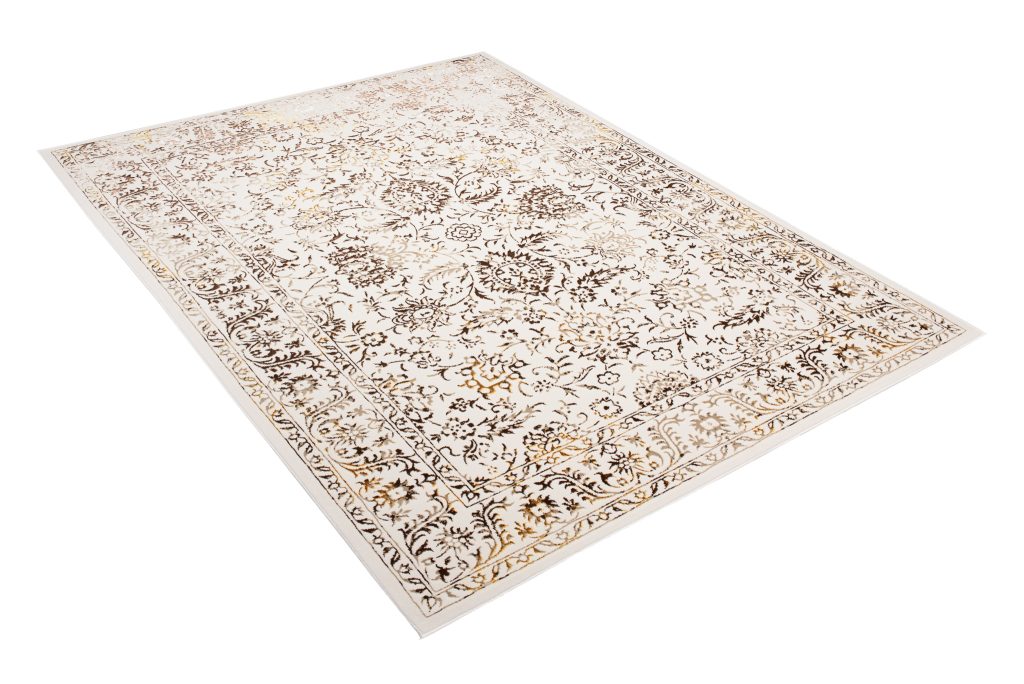 Teppich Golden Creme Gold Vintage Rahmen