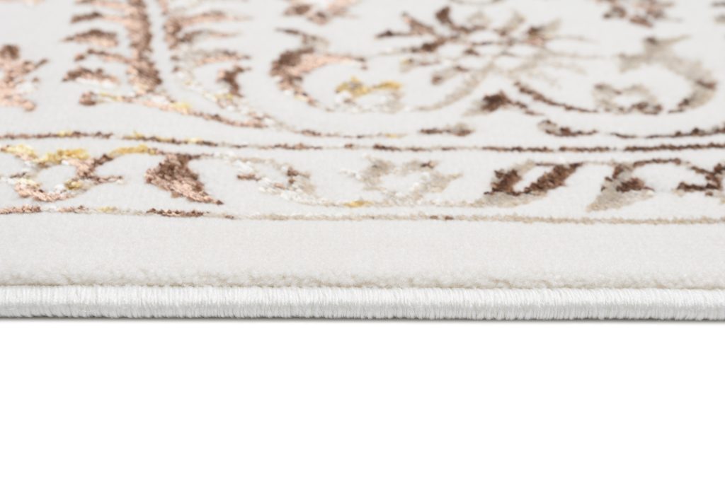 Teppich Golden Creme Gold Vintage Rahmen