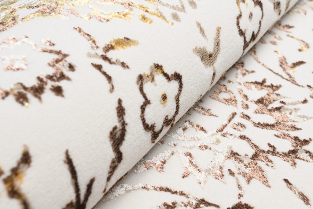 Teppich Golden Creme Gold Vintage Rahmen