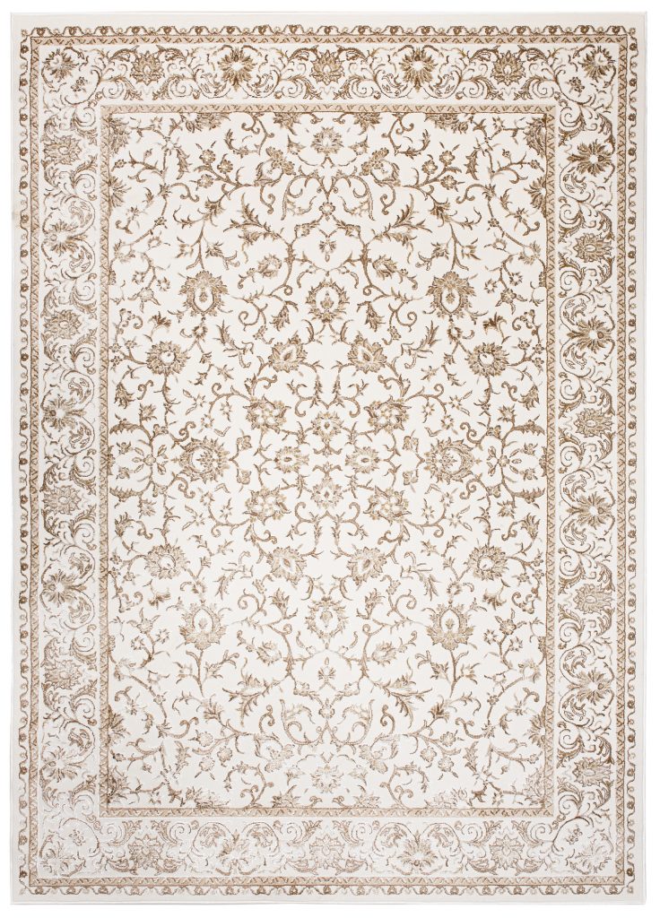 Teppich Hera Vintage Creme Beige Rahmen 3D-Effekt