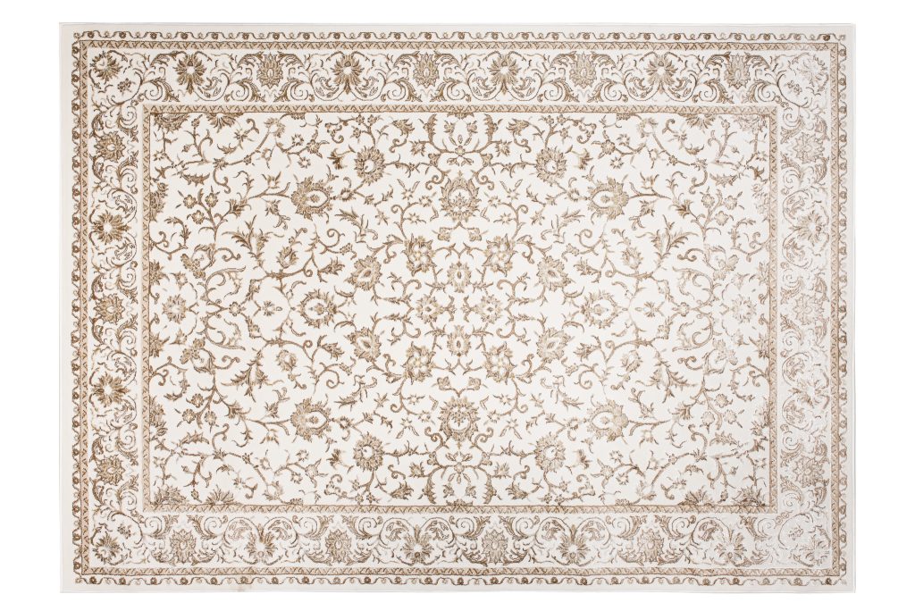 Teppich Hera Vintage Creme Beige Rahmen 3D-Effekt
