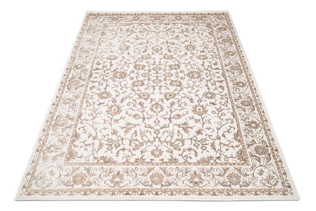 Teppich Hera Vintage Creme Beige Rahmen 3D-Effekt