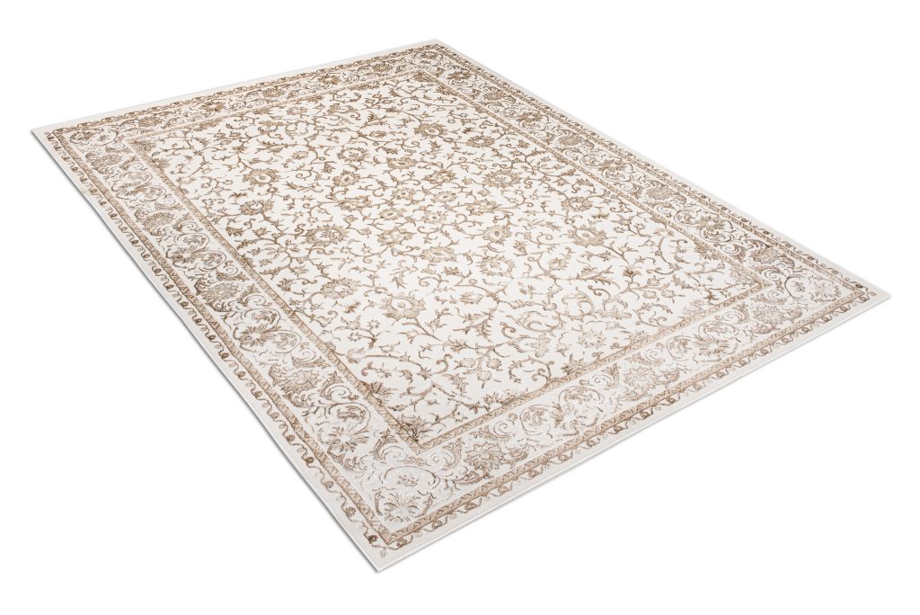 Teppich Hera Vintage Creme Beige Rahmen 3D-Effekt