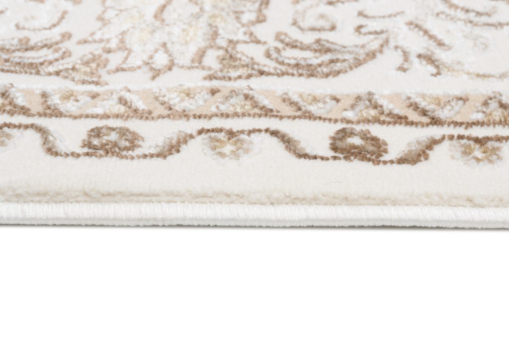 Teppich Hera Vintage Creme Beige Rahmen 3D-Effekt