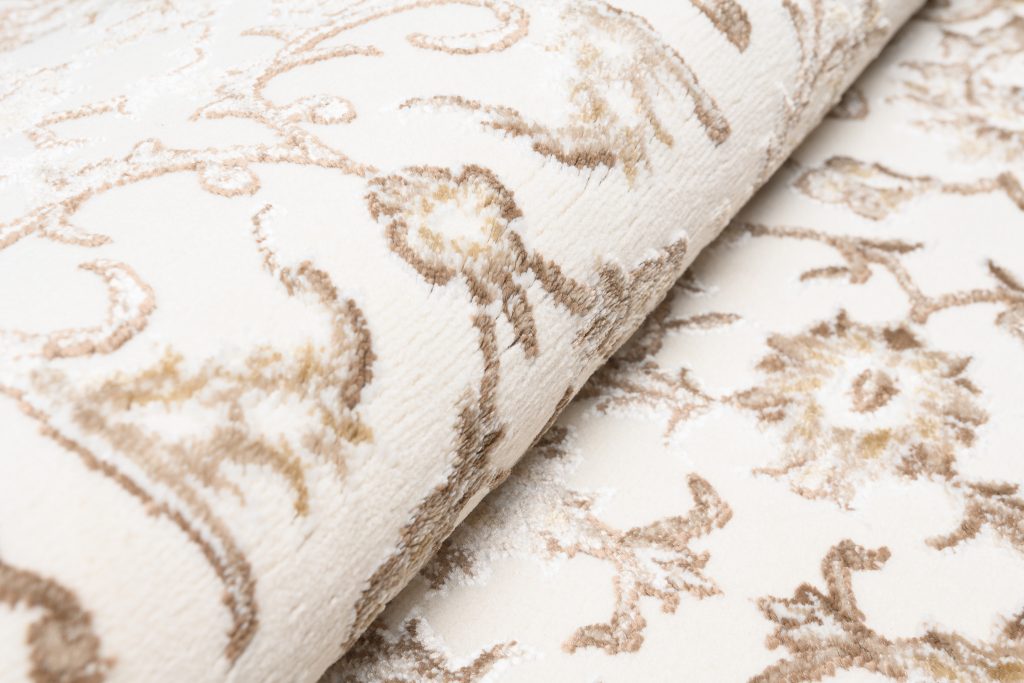 Teppich Hera Vintage Creme Beige Rahmen 3D-Effekt