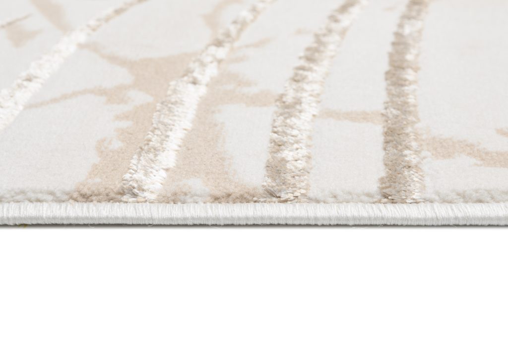 Teppich Golden Creme Gold Grün Blätter