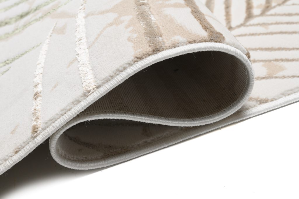 Teppich Golden Creme Gold Grün Blätter