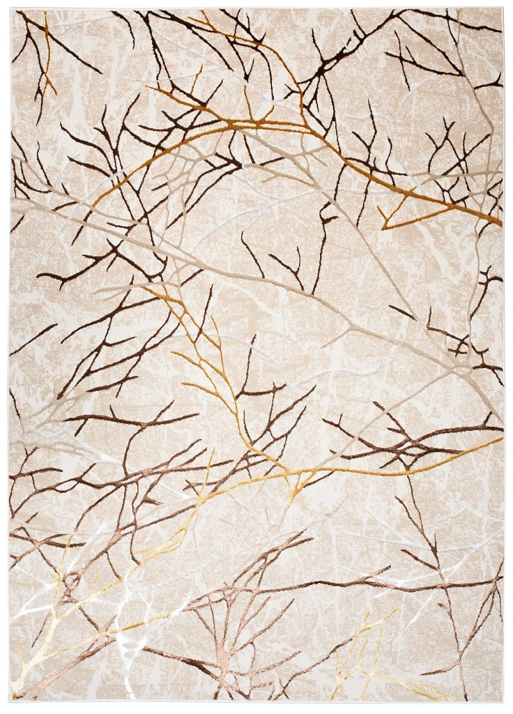Teppich Golden Beige Gold Braun Linien