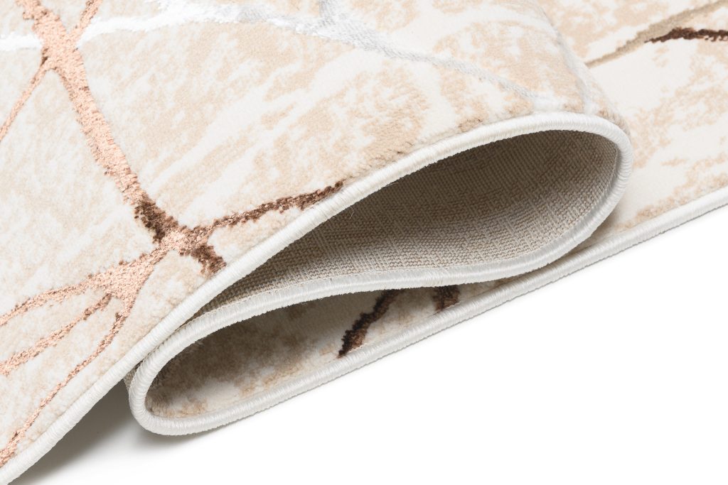 Teppich Golden Beige Gold Braun Linien