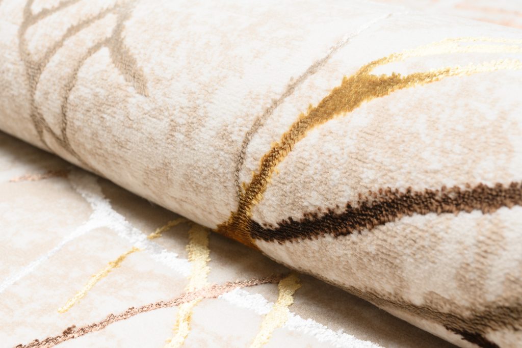 Teppich Golden Beige Gold Braun Linien