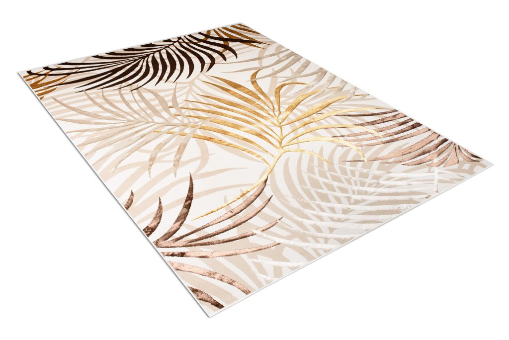 Teppich Golden Creme Braun Gold Blätter