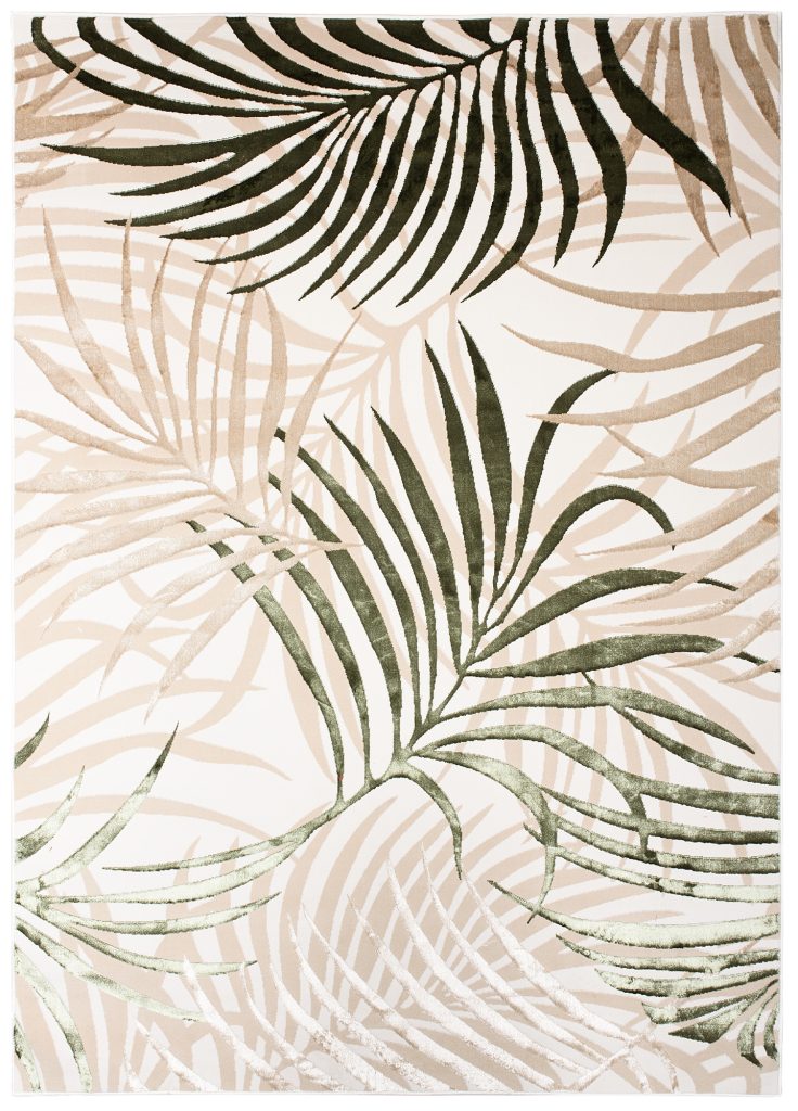 Teppich Golden Creme Beige Grün Blätter