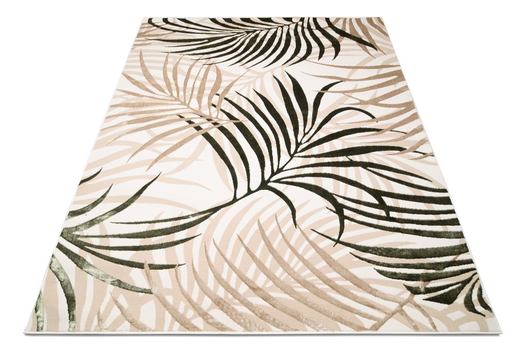 Teppich Golden Creme Beige Grün Blätter