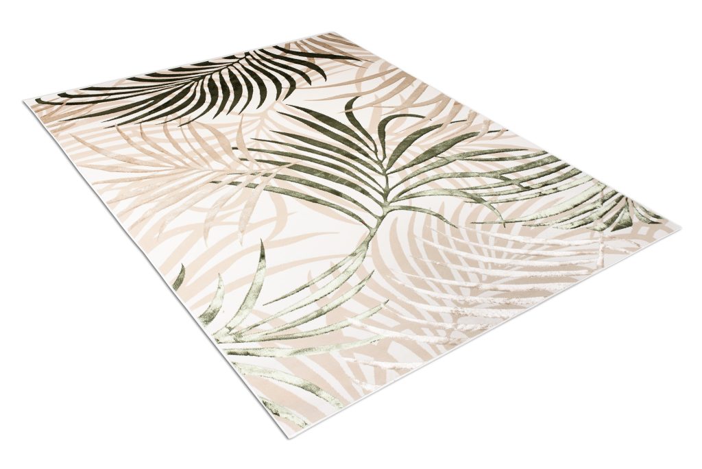 Teppich Golden Creme Beige Grün Blätter